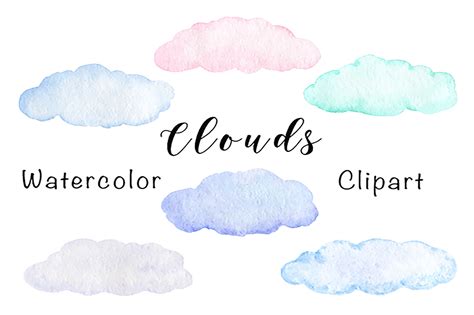 Watercolor Clouds Sky Clipart Grafik Von Annushkaartstore · Creative