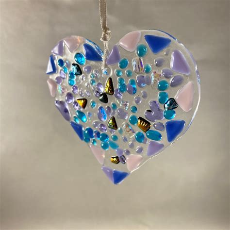 Fused Glass Heart Kit Make At Home Variety Of Mixed Colours Etsy