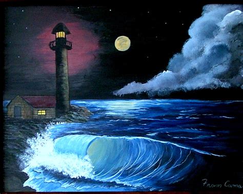 Moonlit Ocean Painting By Fram Cama Fine Art America