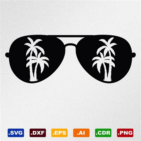 Sunglasses Palm Trees Svg Dxf Eps Ai Cdr Vector Files For Etsy