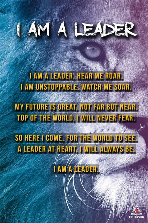 I Am A Leader Poster Leadership Quote Inspirational Wall Art Poem