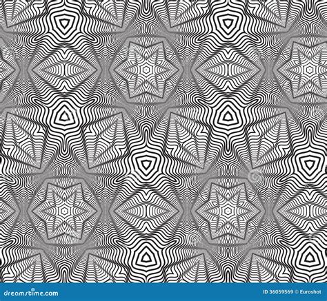 Black And White Op Art Design Vector Seamless Pattern Background Stock