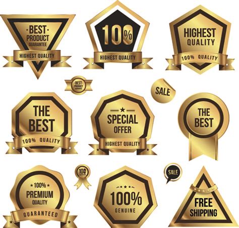 Golden Sale Badges And Label With Stickers Vector Vectors Graphic Art