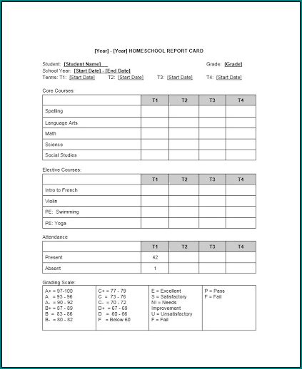 》free Printable Homeschool Report Card Template Bogiolo