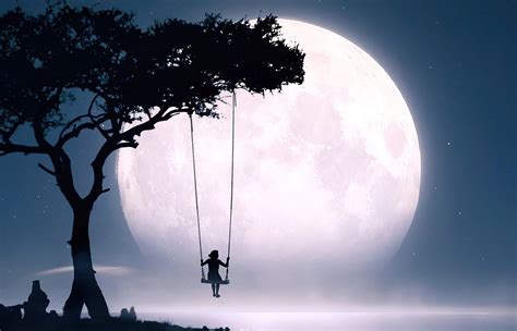 1400x900 Swing Moon Girl Alone 1400x900 Resolution Hd 4k Wallpapers Images Backgrounds Photos