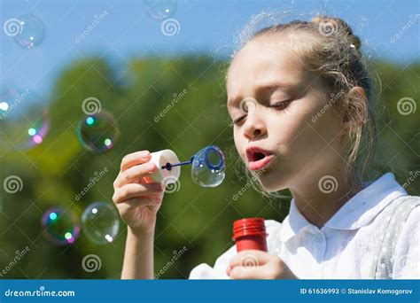Cute Little Girl Blowing Soap Bubbles Stock Image Image Of Lifestyle