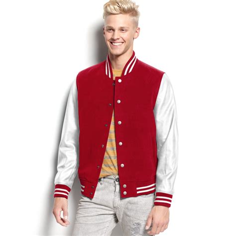 American Rag Wool Varsity Jacket In Red For Men Worn Red Lyst