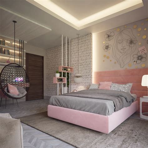 Pink And Grey Bedroom On Behance