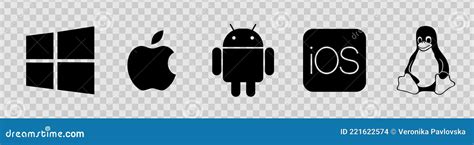 Os Black Logo Set Windows Mac Os Android Apple Ios Linux Modile