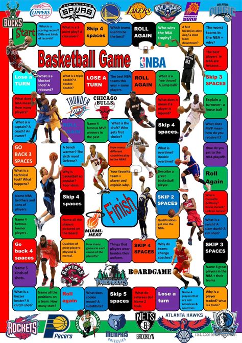 Nba Basketball Boardgame General Voc English Esl Worksheets Pdf And Doc