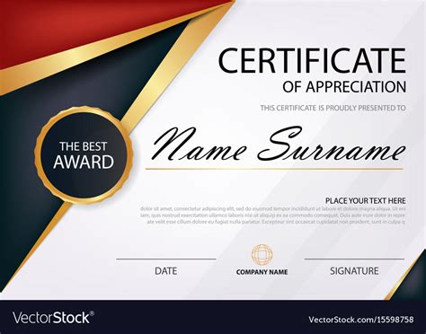 Red And Black Elegance Horizontal Certificate Vector Image