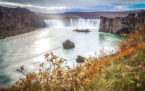 Hd Wallpaper Godafoss Waterfall Icelandic Nice Water From The River