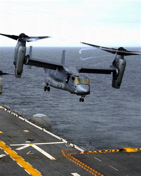 ˚us Marine Corps Mv 22b Osprey Taking Off From An Aircraft Carrier