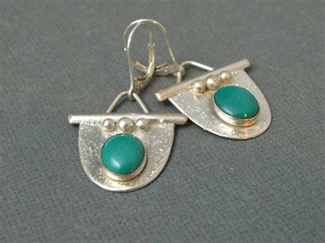 Sterling Silver Handmade Turquoise Drop Earrings Artisan Etsy