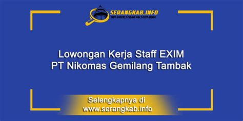 Berkantor pusat di kota taichung, taiwan. Lowongan Kerja Staff EXIM PT. Nikomas Gemilang Tambak ...