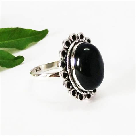 Attractive Black Onyx Gemstone Ring Birthstone Ring 925 Sterling