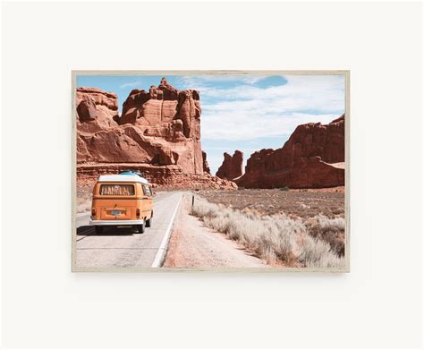 Retro Van Road Trip Print Large Wall Art Boho Print Etsy