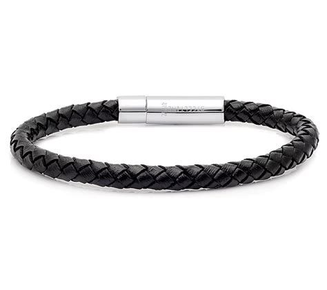 Steel By Design Mens Braided Leather Bracelet