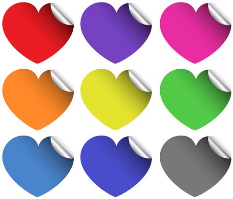 Heart Stickers In Different Colors 445377 Vector Art At Vecteezy