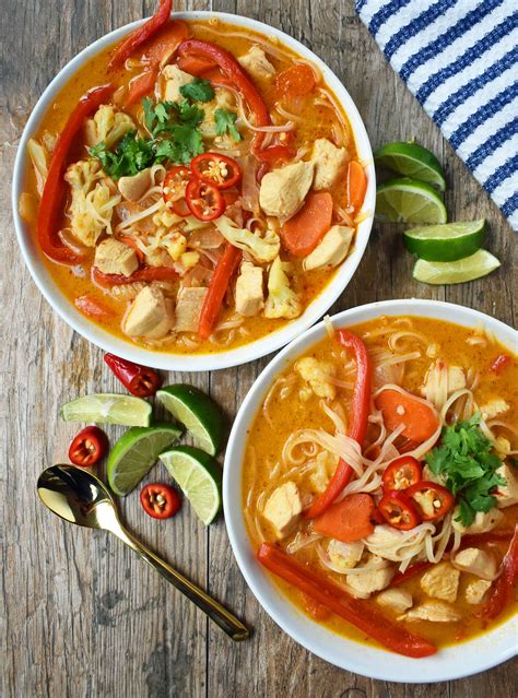 Spicy chicken noodle soup recipes. Thai Chicken Noodle Soup - Modern Honey