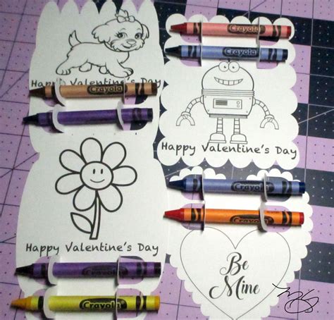 Valentine Coloring Card with Crayon Holder, Digital Download, SVG files
