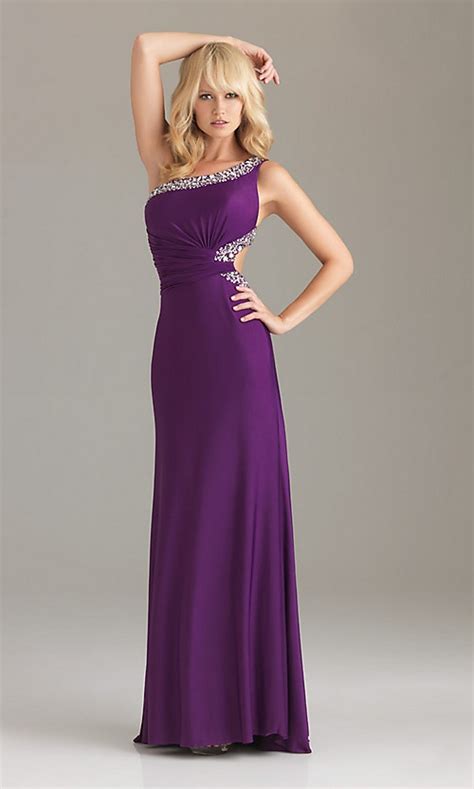 Night Moves Backless One Shoulder Gown Prom Dresses Gowns Purple Prom Dress Chiffon Prom Dress