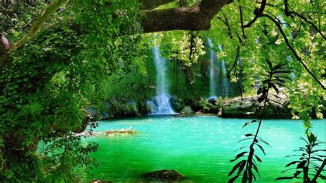 The Kurşunlu Waterfall With Turquoise Green Water Forest Tree 19 Km