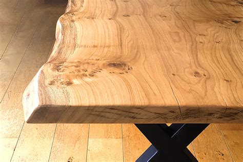 Handmade Live Edge Oak Slab Dining Table With Metal Legs Quercus