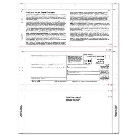 8 12 X 11 Z Fold 1098 Mortgage Tax Forms Box Of 500