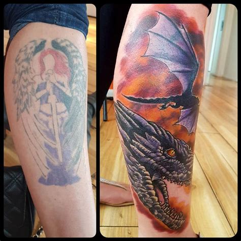 Fantasy Dragon Cover Up Tattoo By Steve Malley Tattoonow