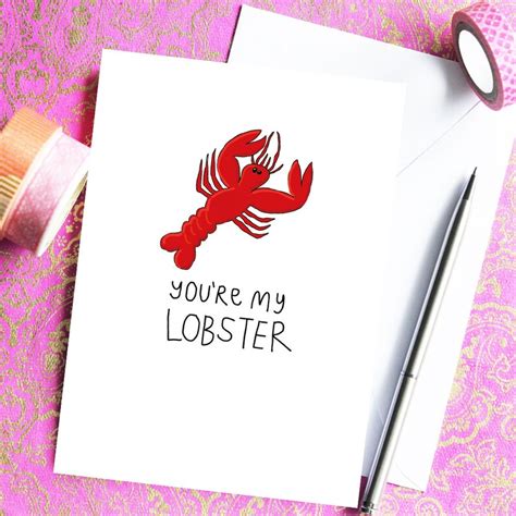 Funny Youre My Lobster I Love You Valentines Day Card Etsy