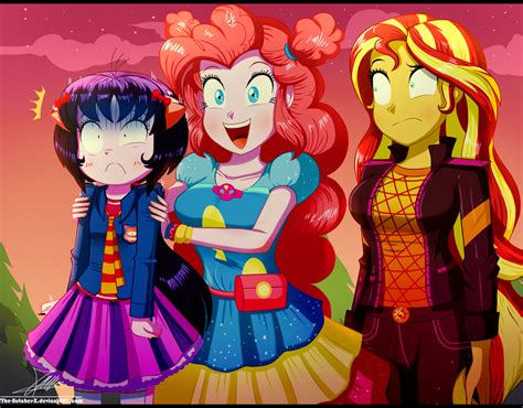 Safe Artist The Butch X Character Pinkie Pie Character Sunset Shimmer Oc Oc