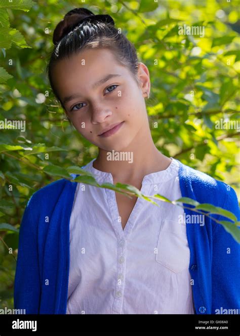 Portrait Of Teen Girl Outdoors In The Park Stock Photo Alamy