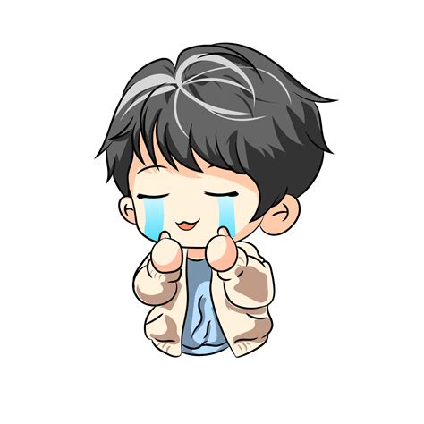 Premium Vector L Draw Chibi Korean Siip Emot Cry Cute Boy Expresi