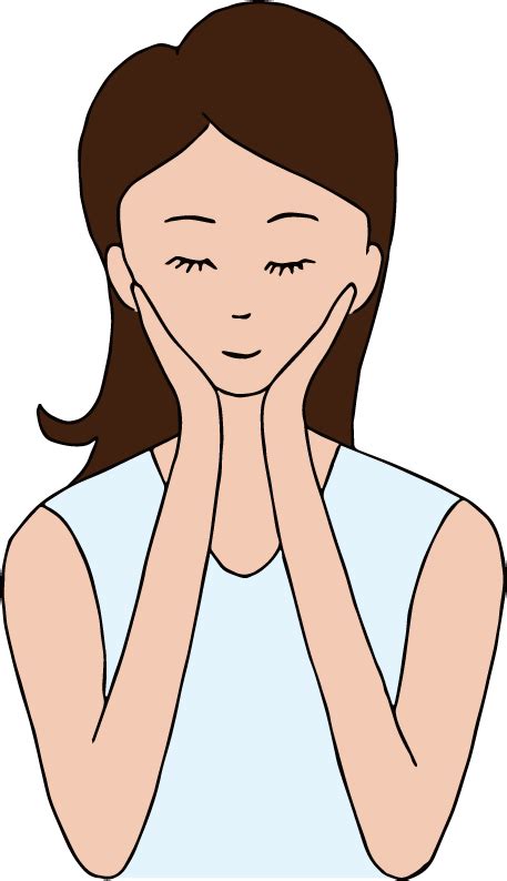 A Touching Her By Hand Free Illust - Hands Touching Face Cartoon Clipart - Full Size Clipart ...