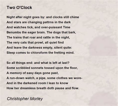 Two O Clock Two O Clock Poem By Christopher Morley