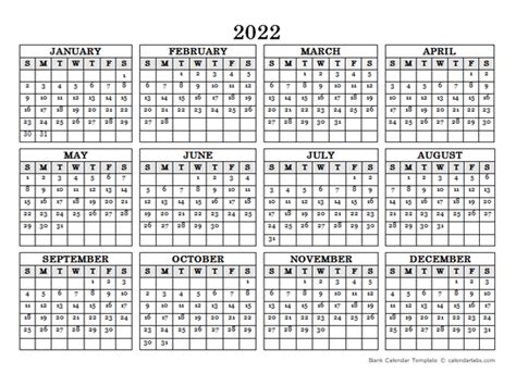 Calendar 2022 Yearly Printable Free Letter Templates