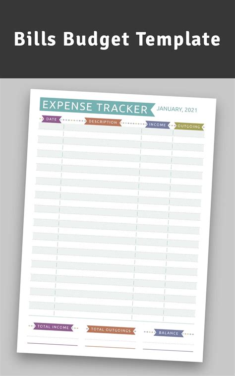 A Printable Budget Sheet With The Words Bills Budget Template And