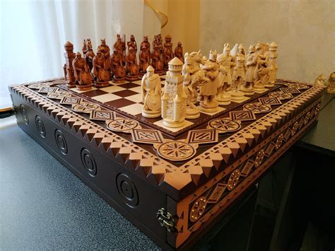 Exluzive Chess Set With Handmade Woodcarving Unique Chess Etsy