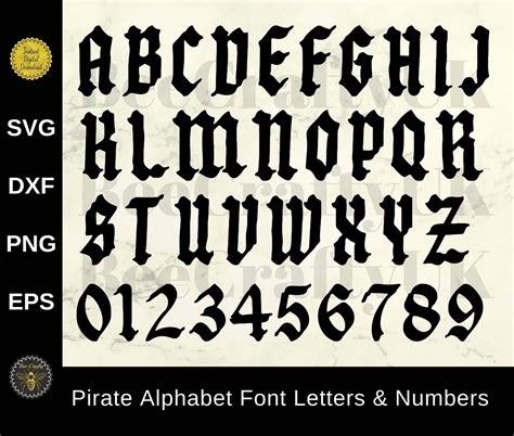 Pirate Font Sailing Tattoo Lettering Alphabet Typography Font