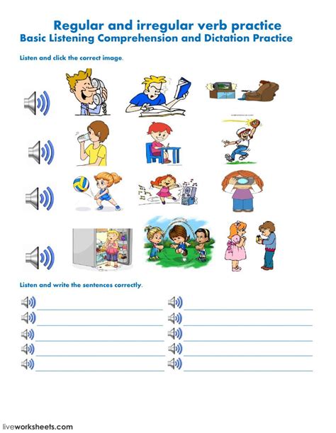 Ejercicio de Listening and Writing Practice Práctica de escritura