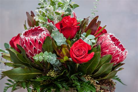 Protea And Rose Arrangement Sf317 In Claremont Ca Sherwood Florist