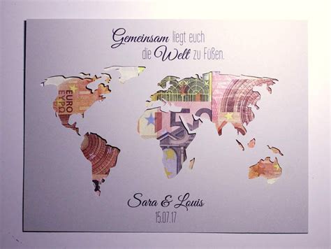 Geldgeschenk Hochzeit Weltkarte