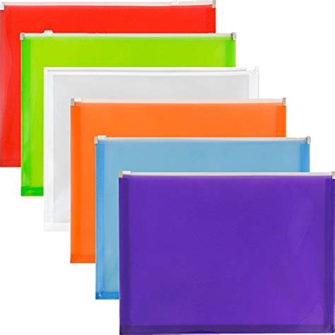 975″ X 13″ Assorted Colors 6pack Jam Paper Plastic Envelopes With