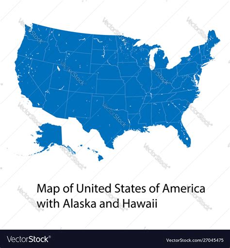 Map United States America With Alaska Royalty Free Vector