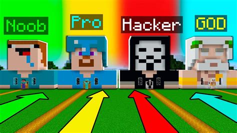 Minecraft Noob Vs Pro Vs Hacker Vs God Youtube