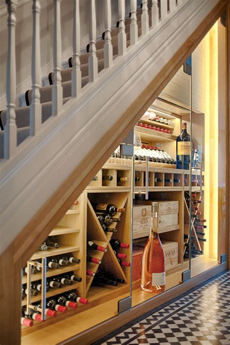 Under Stair Wine Wall With Humidity Control Technology Traditional