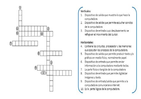 Crucigrama Partes Del Computador Pdf