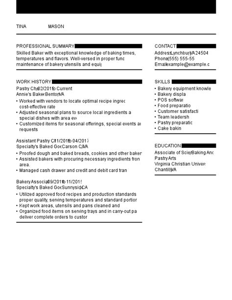 Professional Pastry Chef Resume Examples