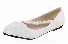 flats applique pearl imitation toe leatherette heel closed lace flat women jjshouse